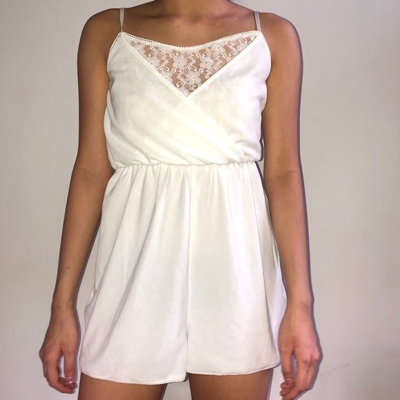 White Lace Romper - Picture 1 of 2